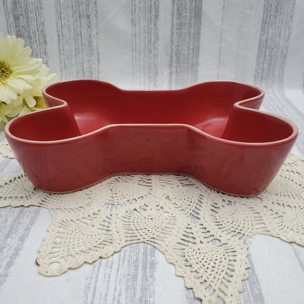 Bone Shape Dog Bowl Feeder Large